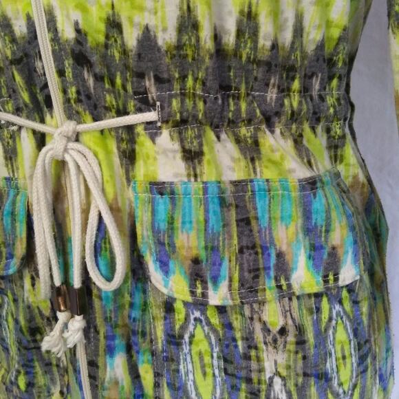 Thomas & Olivia Zip Front Blazer Jacket Top 3/4 Sleeve Drawstring Waist Abstract - Picture 4 of 8